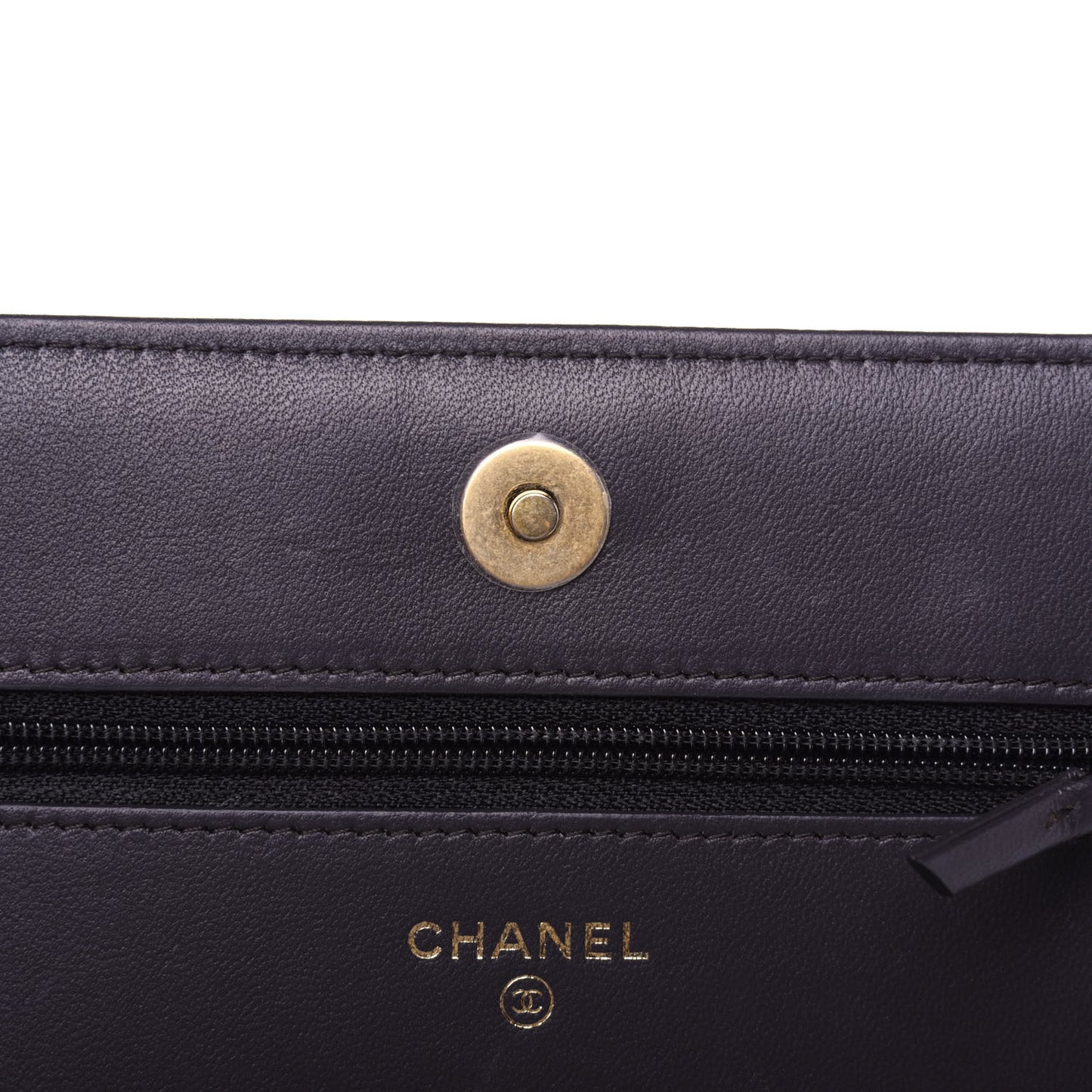 Lambskin Quilted Boy Wallet On Chain WOC Dark Grey
