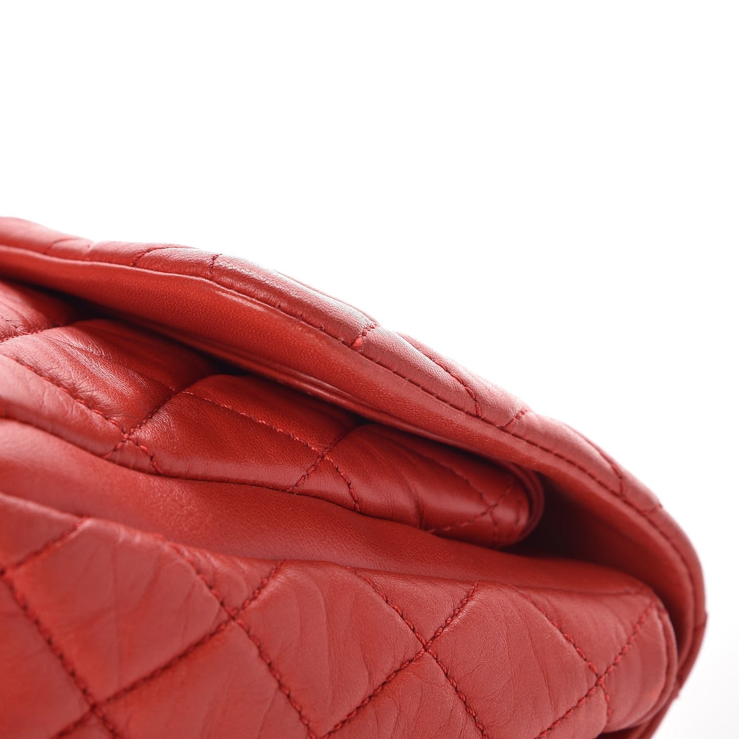 Lambskin Quilted Large Now and Forever Flap Red