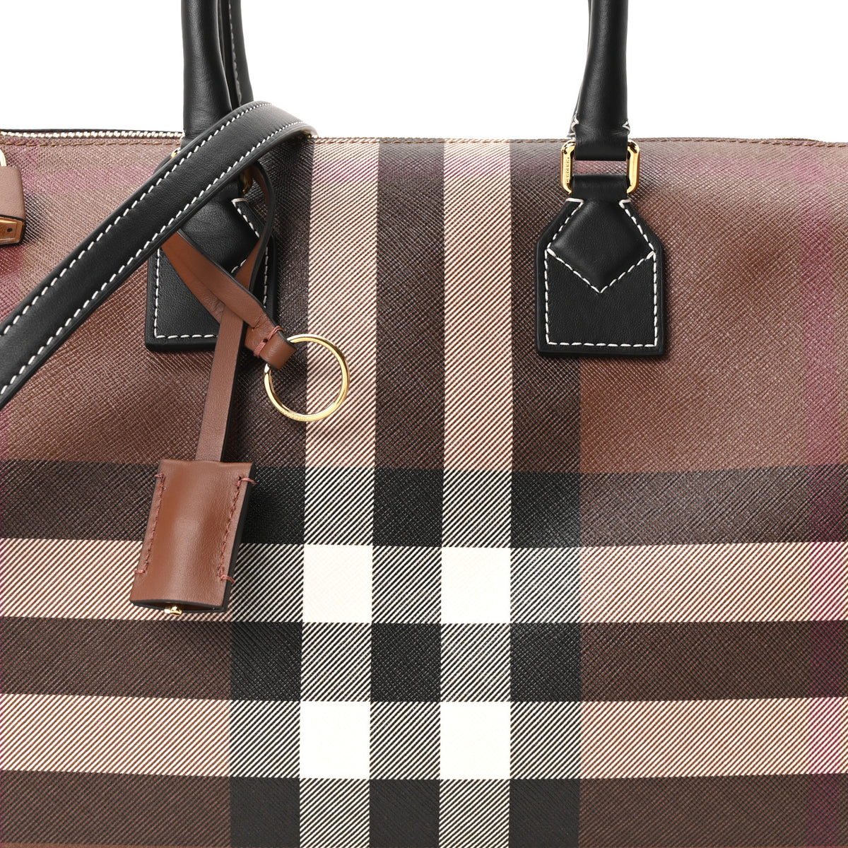 Burberry E-canvas Check Bowling Bag Dark Birch Brown 6 of 8