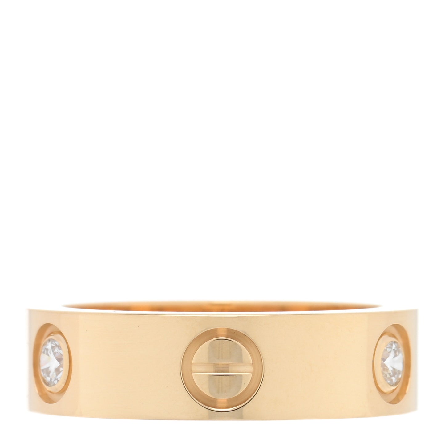 18K Yellow Gold 3 Diamond 5.5mm LOVE Ring 53 6.5
