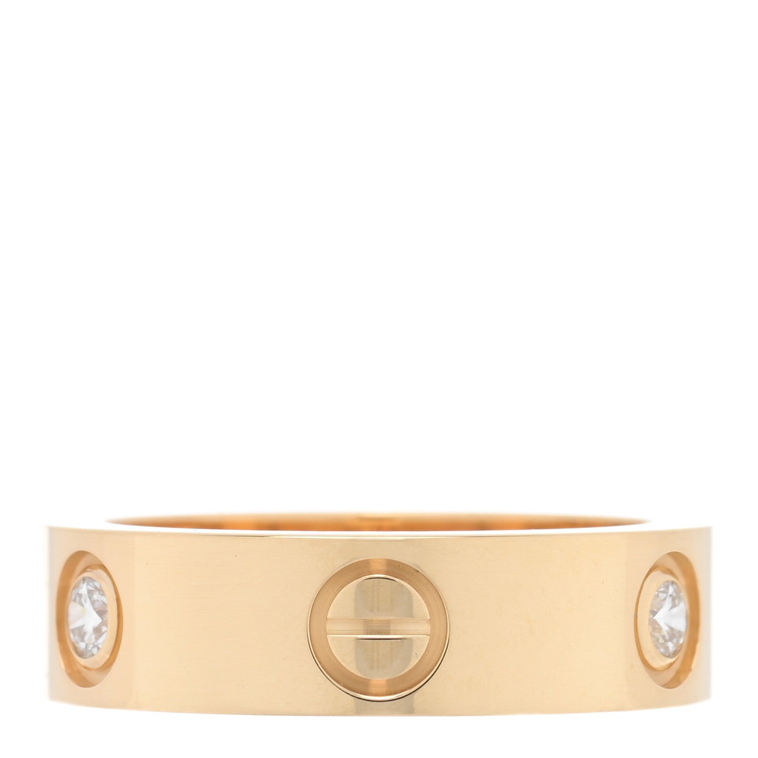 Cartier 18K Yellow Gold 3 Diamond 5.5mm LOVE Ring 53 6.5 3 of 5