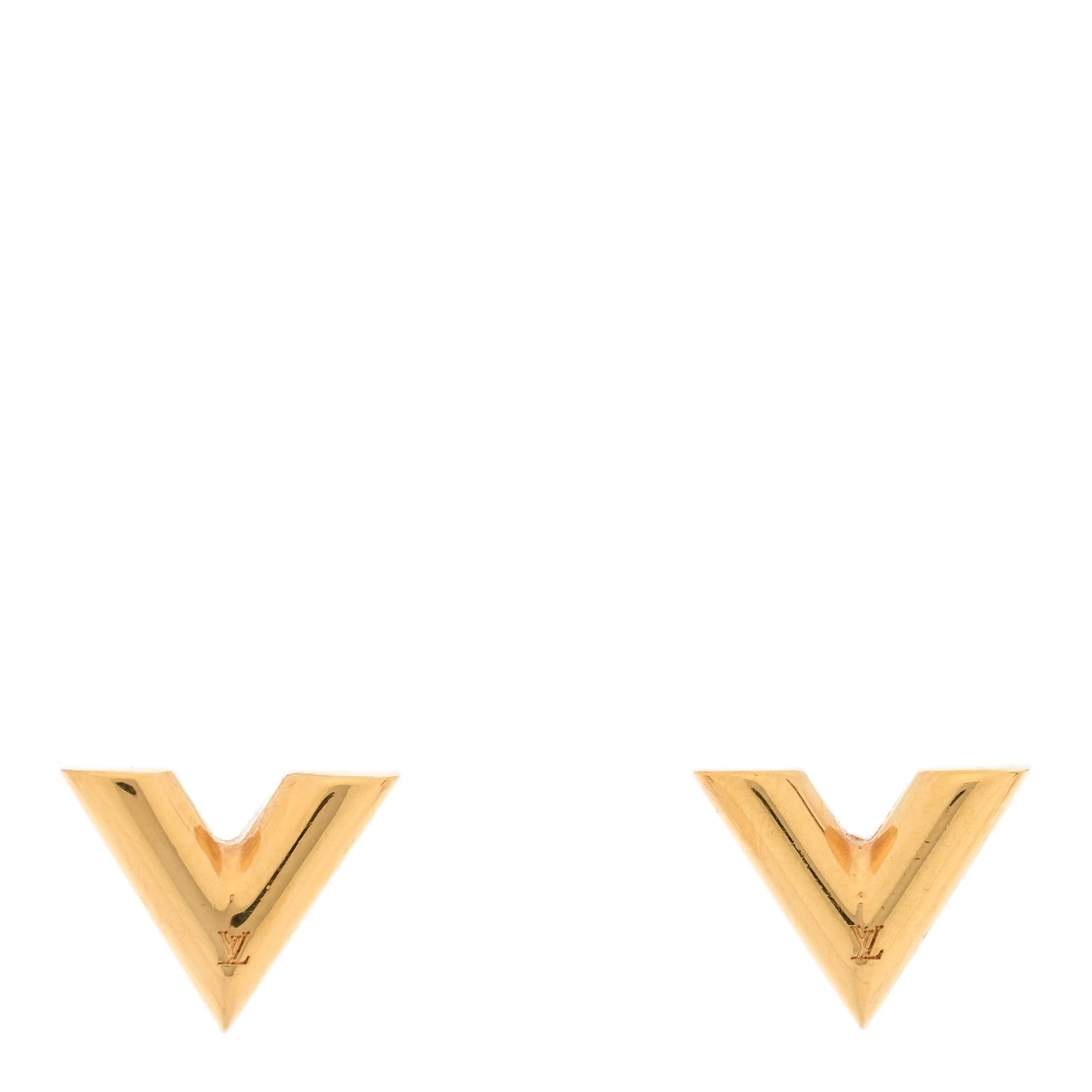 Louis Vuitton Brass Essential V Stud Earrings Gold 1 of 4