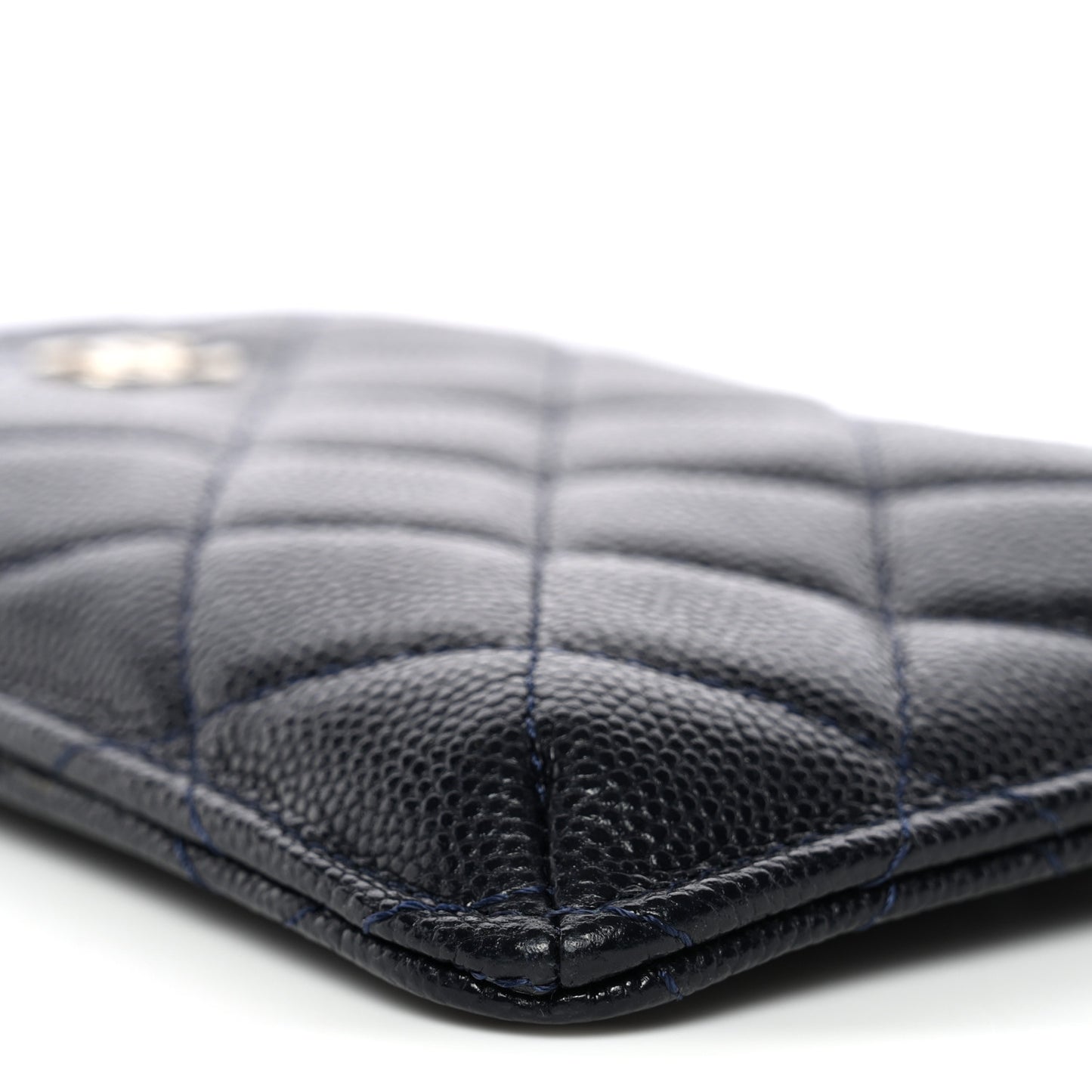 Caviar Quilted Classic Flat Wallet Pouch Navy