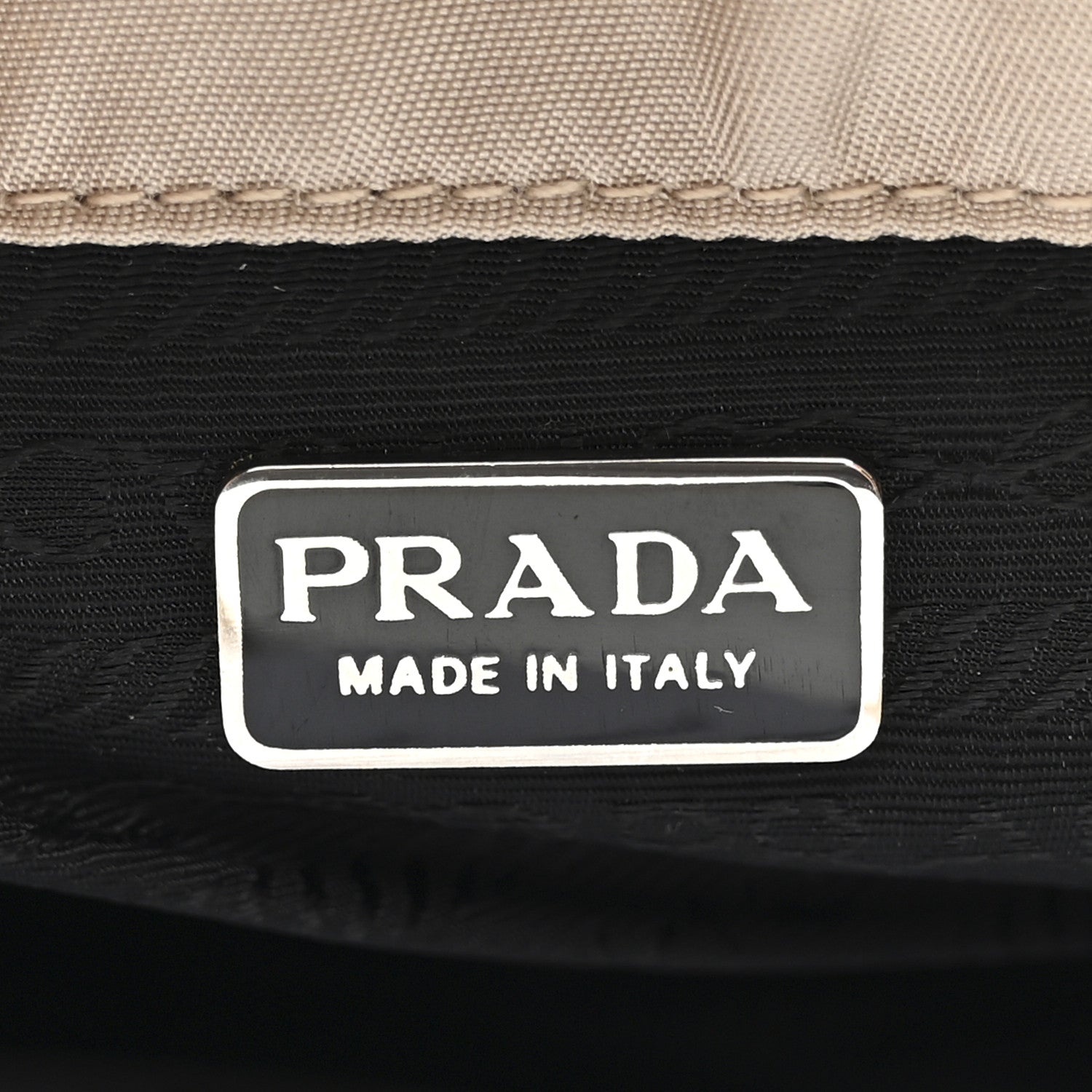 Prada Satin Logo Clutch Sabbia 6 of 7