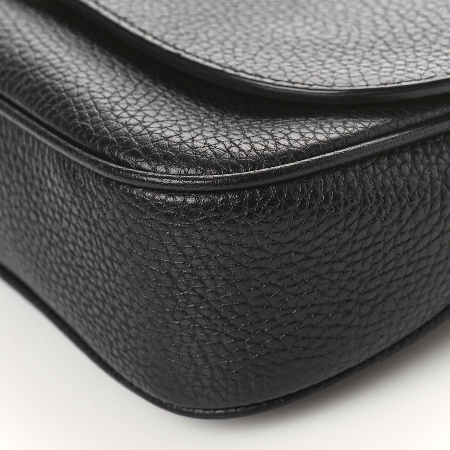 Pebbled Calfskin Medium Soho Flap Crossbody Black