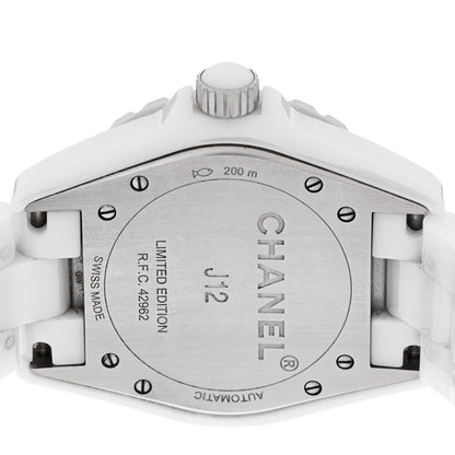 Chanel Stainless Steel Ceramic Diamond Pink Mother of Pearl 38mm J12 Automatic Watch White 4 of 4