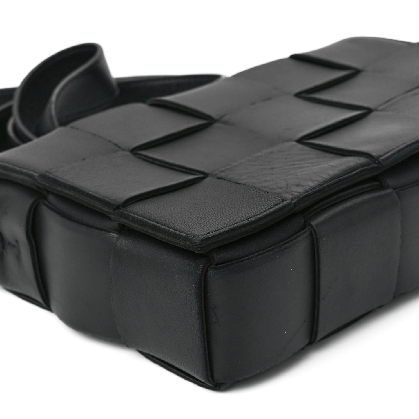 Lambskin Maxi Intrecciato Cassette Crossbody Bag Black
