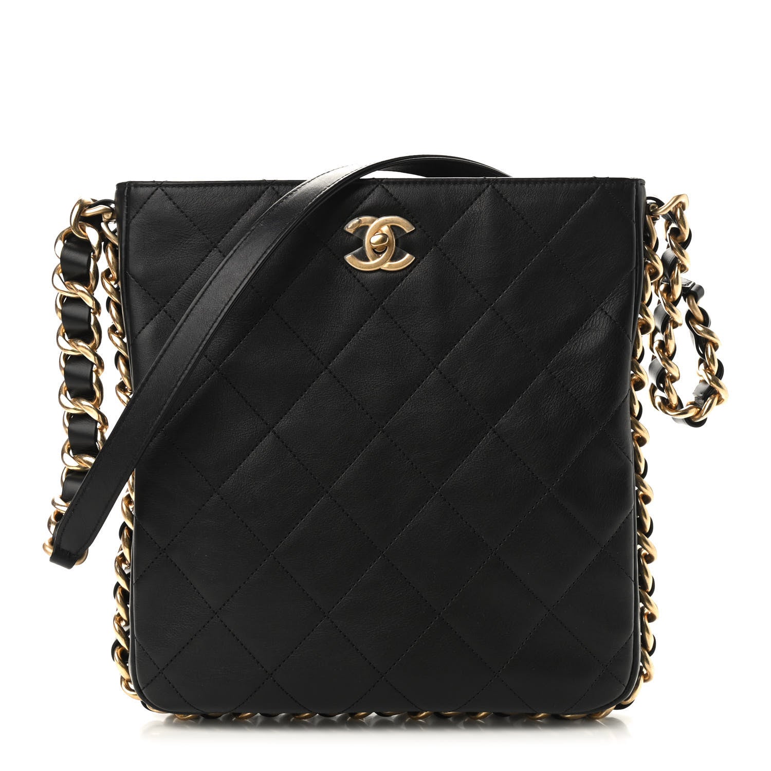 Chanel Calfskin Quilted Framing Chain Hobo Black 1 of 9