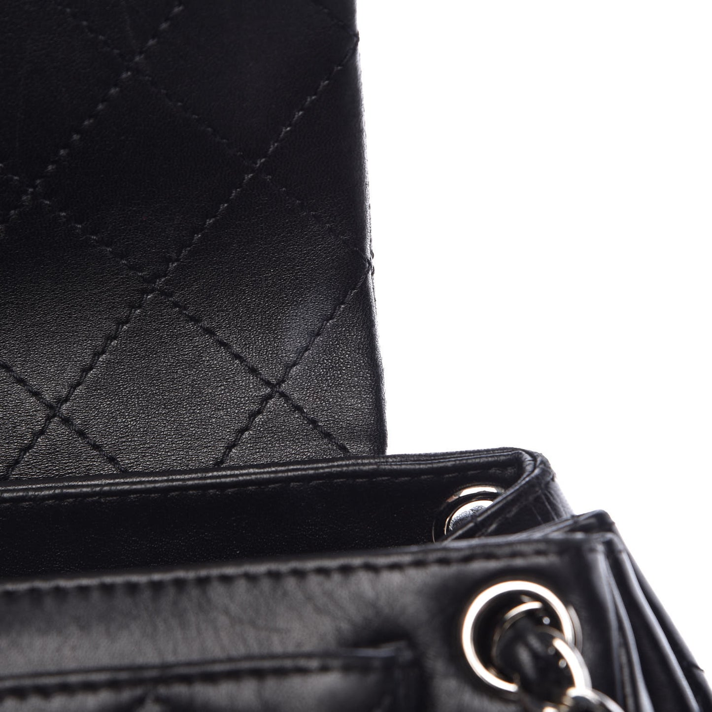 Lambskin Quilted CC Accordion Shopping Bag Black
