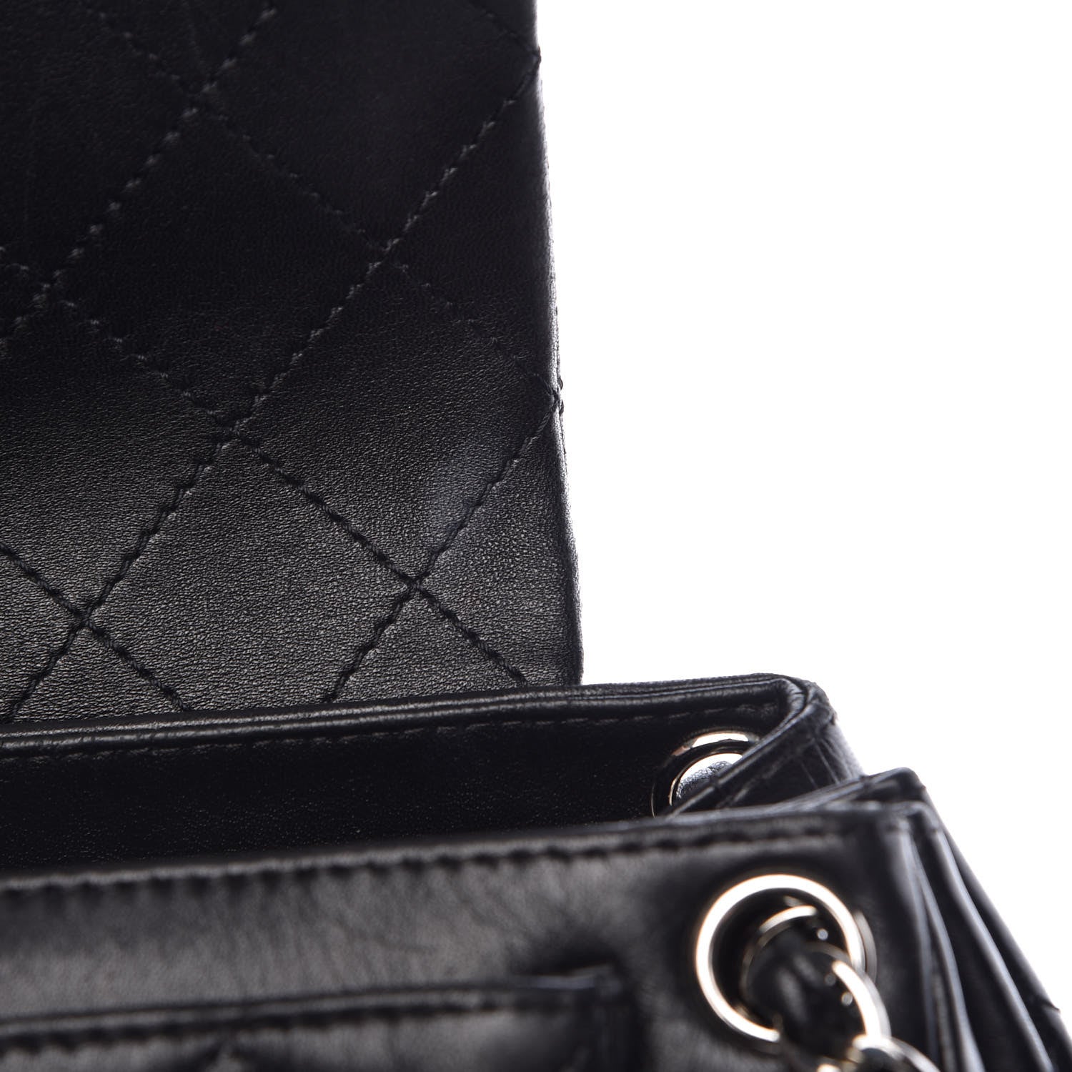 Chanel Lambskin Quilted CC Accordion Shopping Bag Black 7 of 14