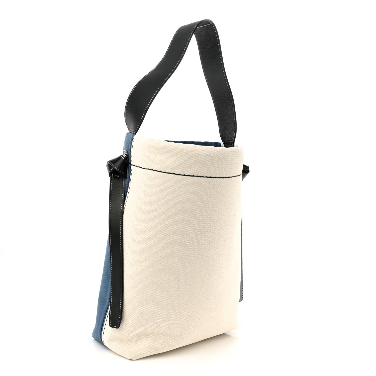 Celine Canvas Small Twisted Cabas Beige Blue 4 of 9