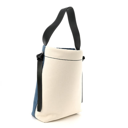 Celine Canvas Small Twisted Cabas Beige Blue 4 of 9