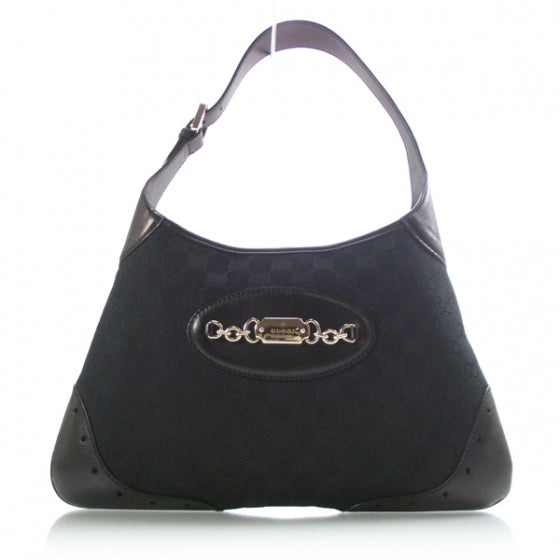 Monogram Punch Hobo Black
