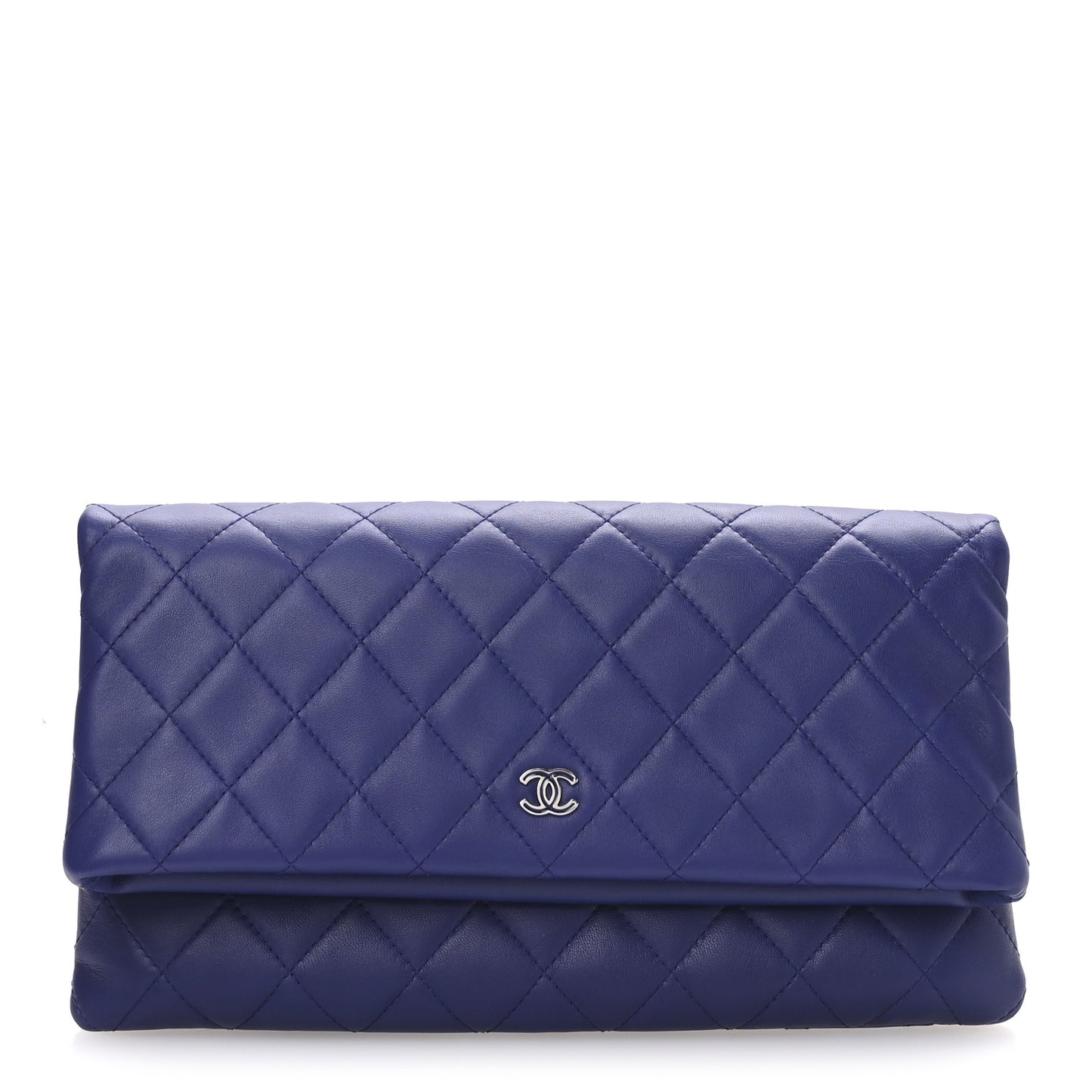 Lambskin Quilted CC Beauty Clutch Blue