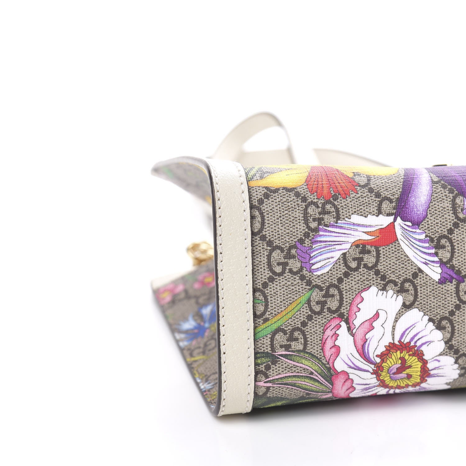 Gucci GG Supreme Monogram Flora Textured Calfskin Small Padlock Tote Beige Ebony Multicolor Mystic White 8 of 10