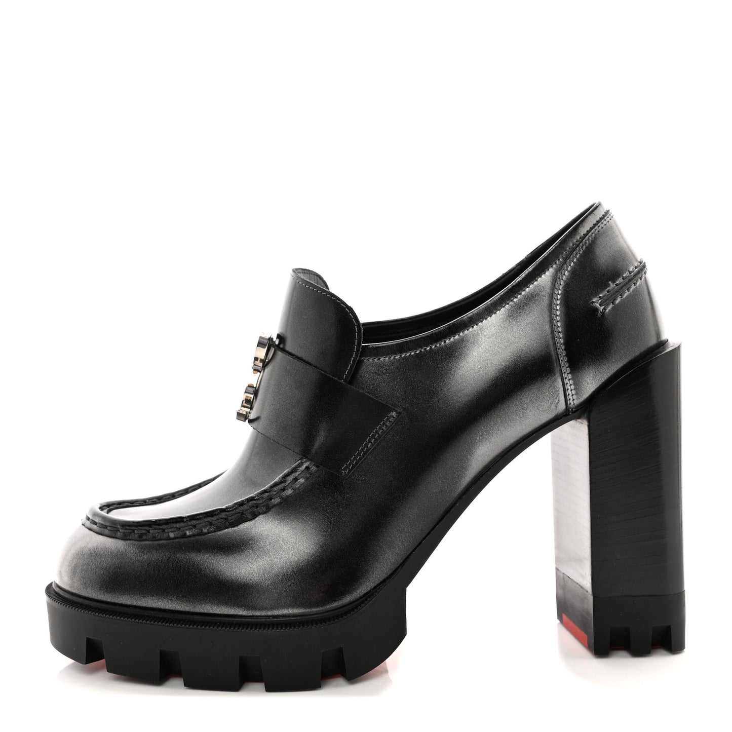 Brushed Calfskin Moc Lug Alta 100 Pump 39 39 Black