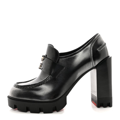 Christian Louboutin Brushed Calfskin Moc Lug Alta 100 Pump 39 39 Black 1 of 8