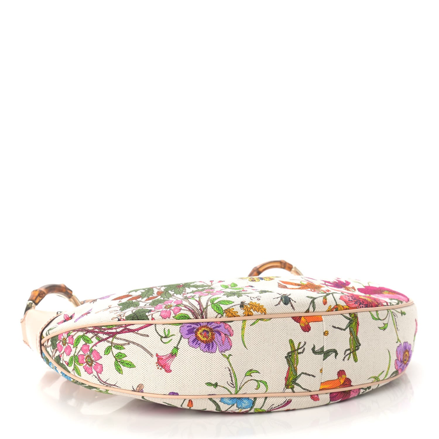 Gucci Canvas Floral Flora Bamboo Ring Hobo White 3 of 11