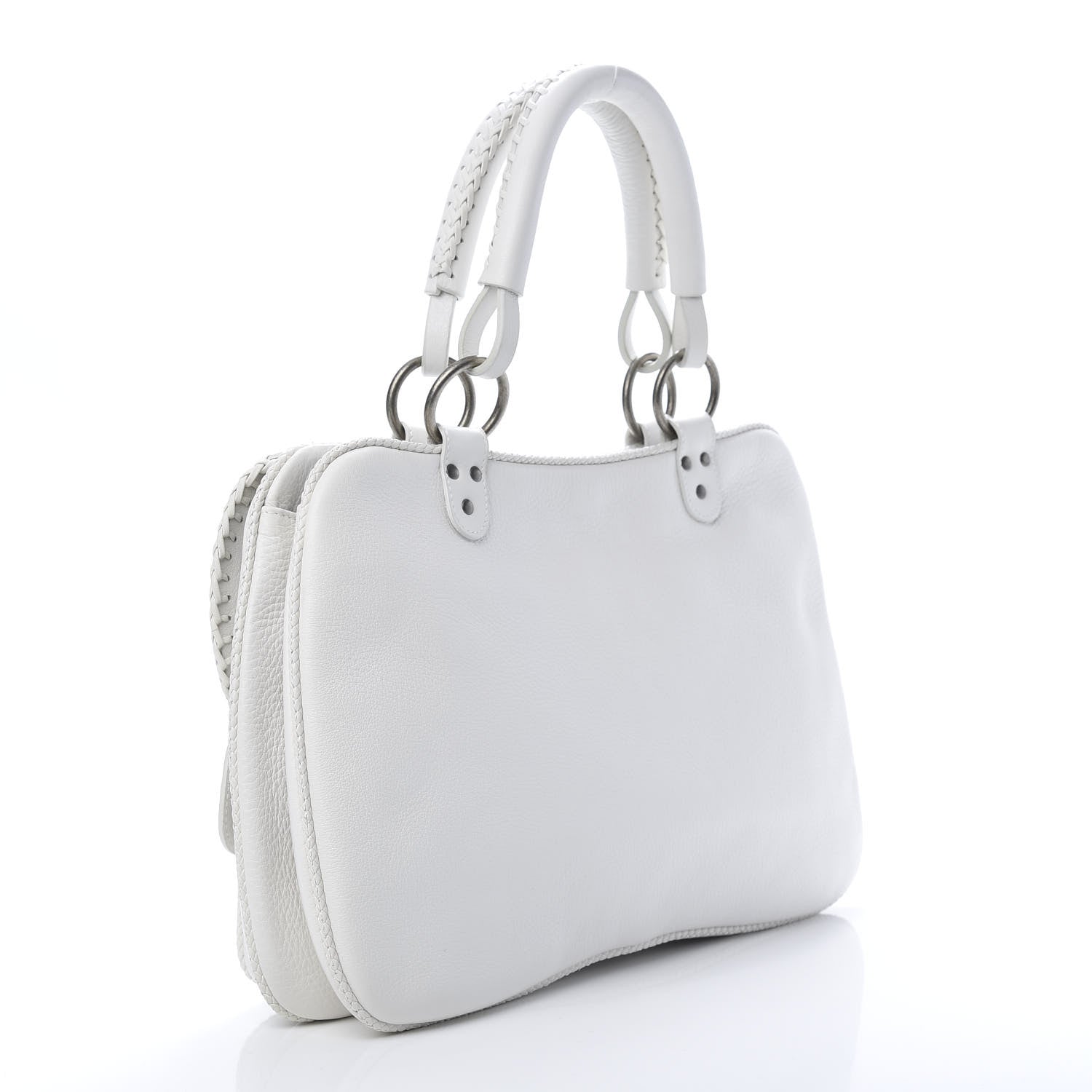Christian Dior Calfskin Braided Gaucho Double Saddle Bag White 3 of 13
