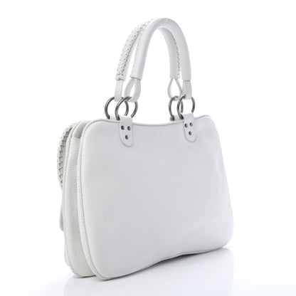 Christian Dior Calfskin Braided Gaucho Double Saddle Bag White 3 of 13