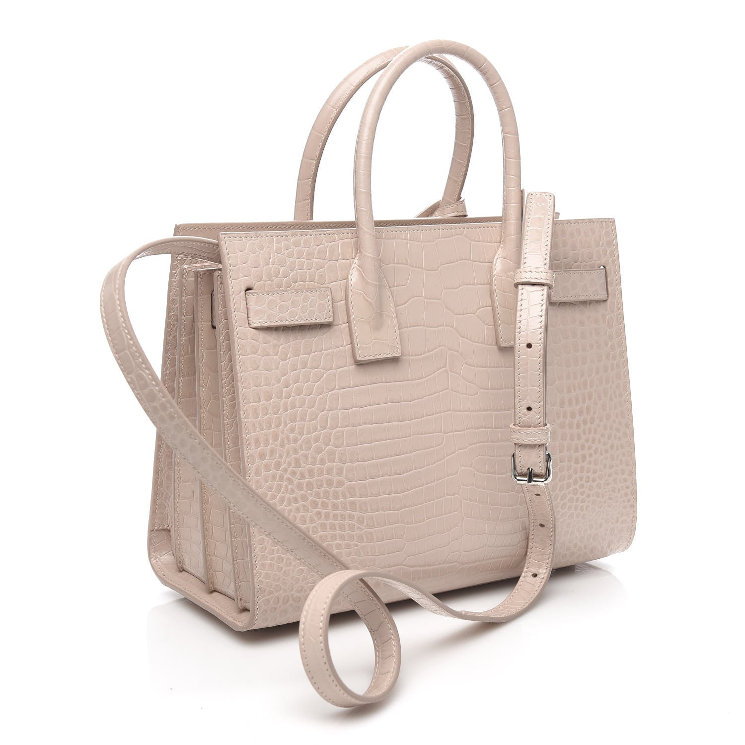 Saint Laurent Calfskin Crocodile Embossed Baby Sac De Jour Rose Antic 3 of 9