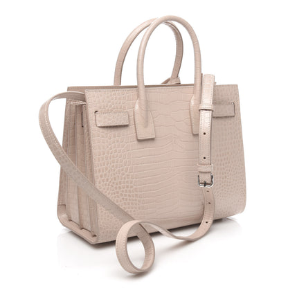 Saint Laurent Calfskin Crocodile Embossed Baby Sac De Jour Rose Antic 3 of 9