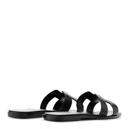 Hermes Box Calfskin Oran Sandals 39 Black 5 of 10
