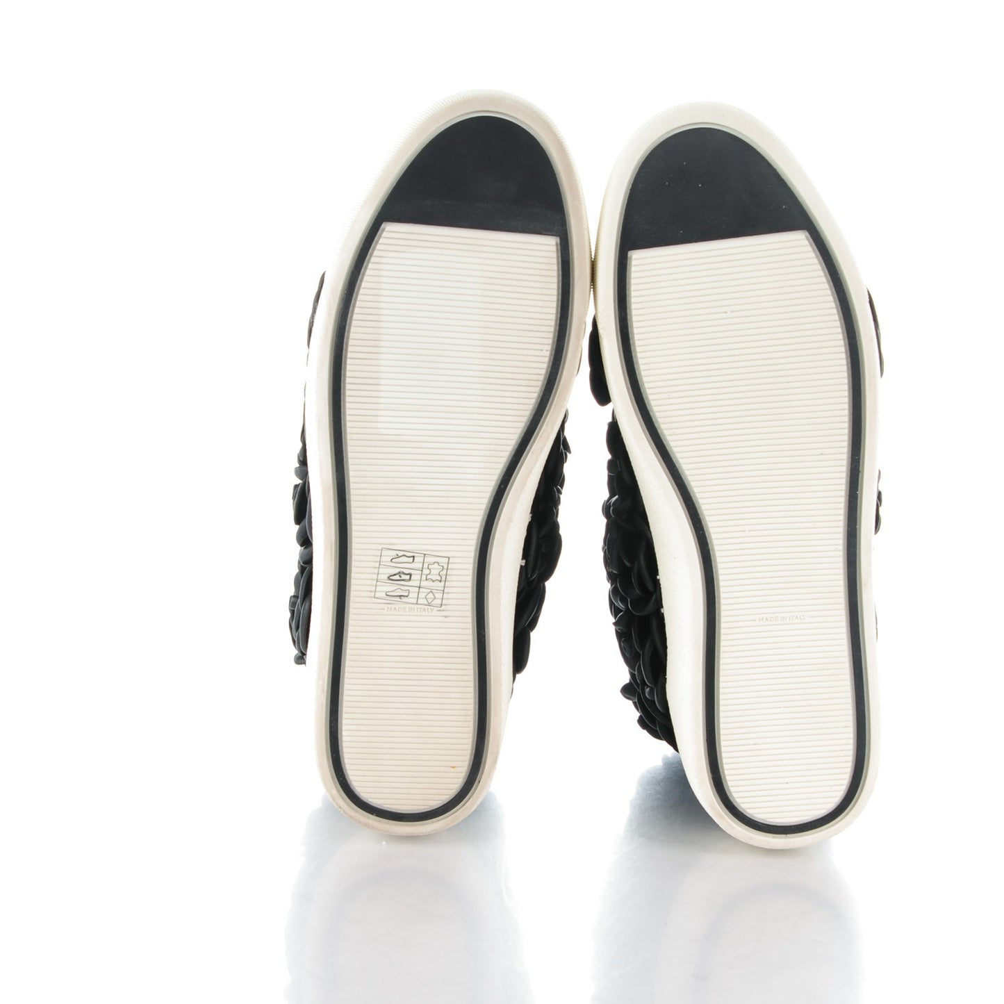 Calfskin Camellia High Top Sneakers 37.5 Black