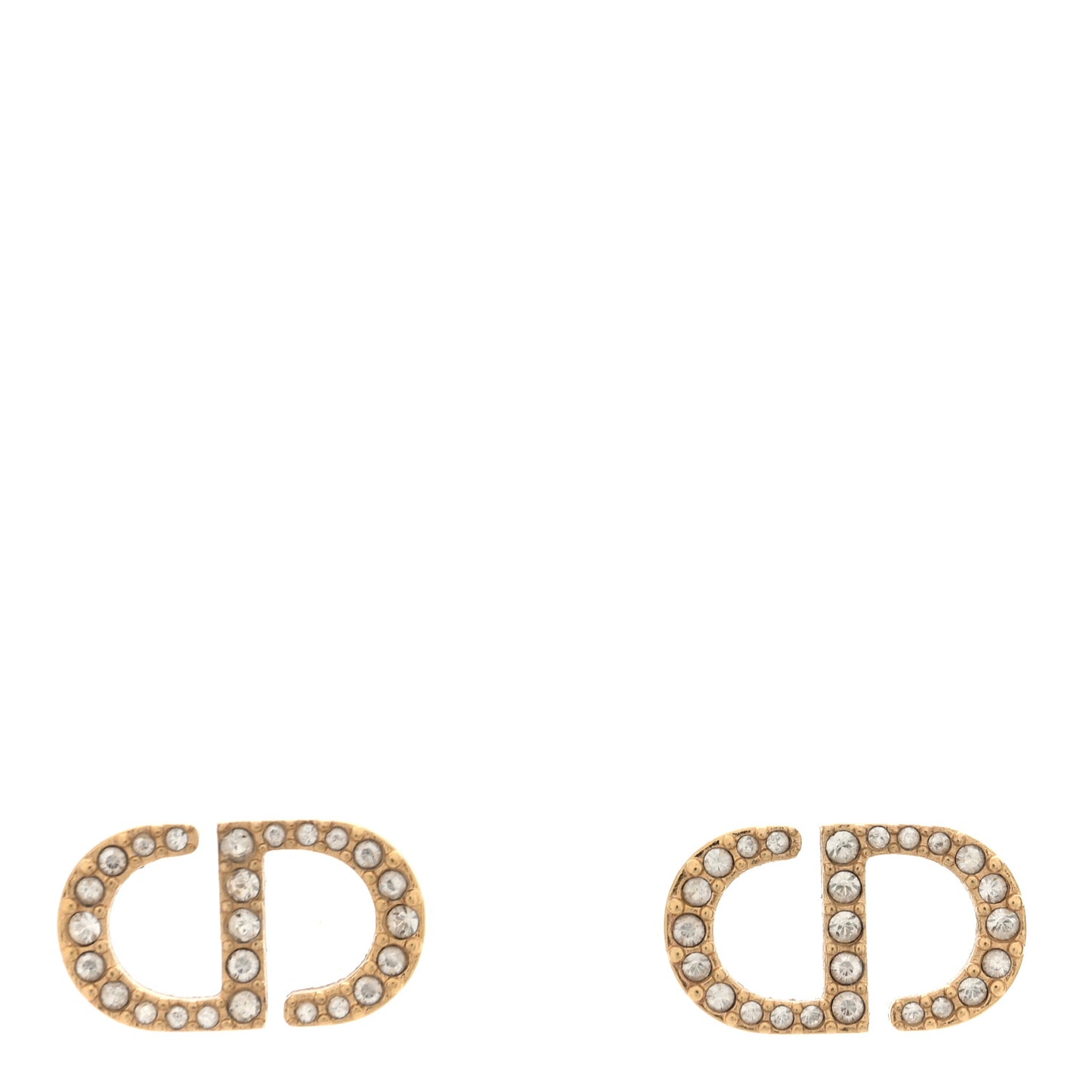 Crystal Petit CD Stud Earrings Gold