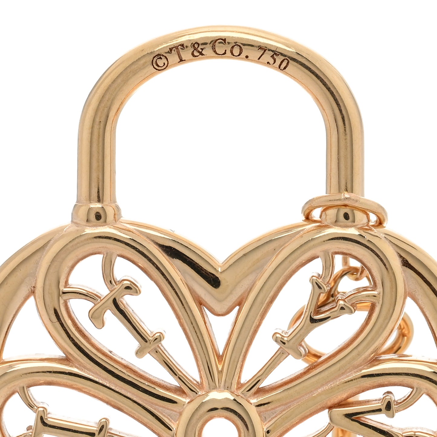 18K Rose Gold Filigree Heart Key Pendant
