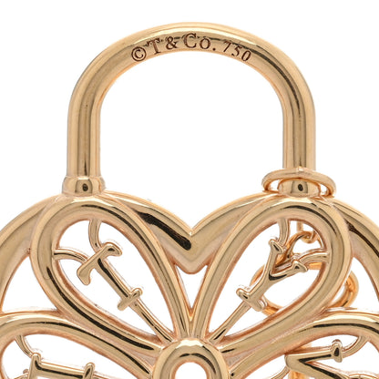 Tiffany 18K Rose Gold Filigree Heart Key Pendant 3 of 3