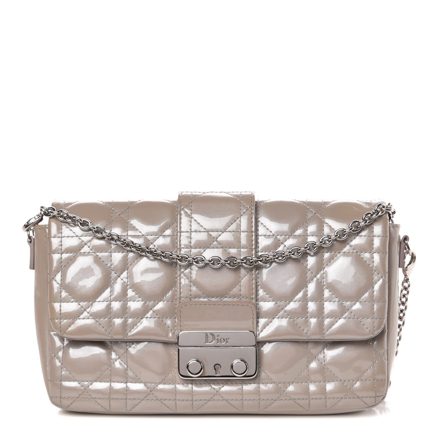 Christian Dior Patent Cannage New Lock Pouch Grey 1 of 9