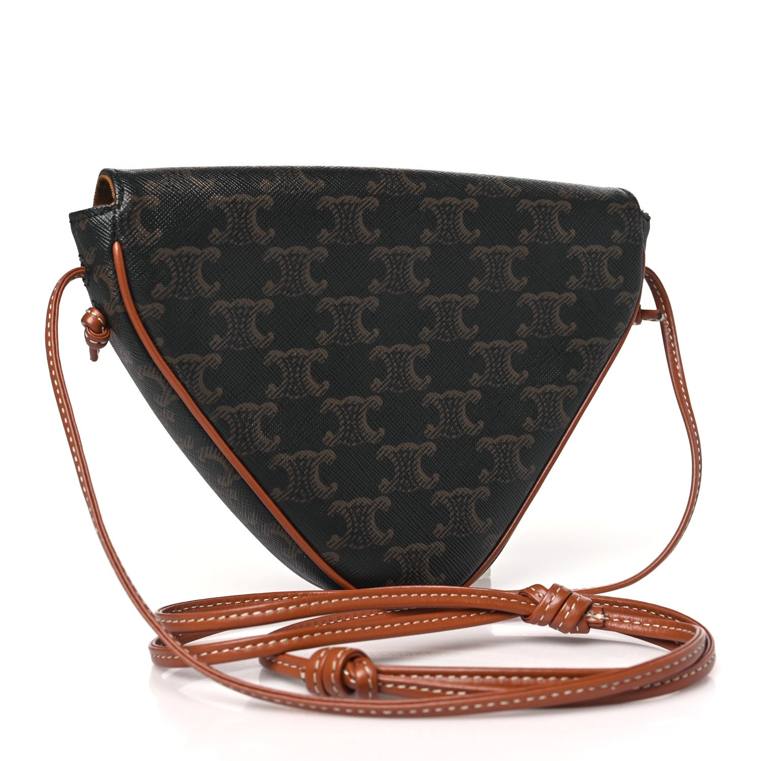 Celine Triomphe Canvas Triangle Crossbody Bag Tan 3 of 8