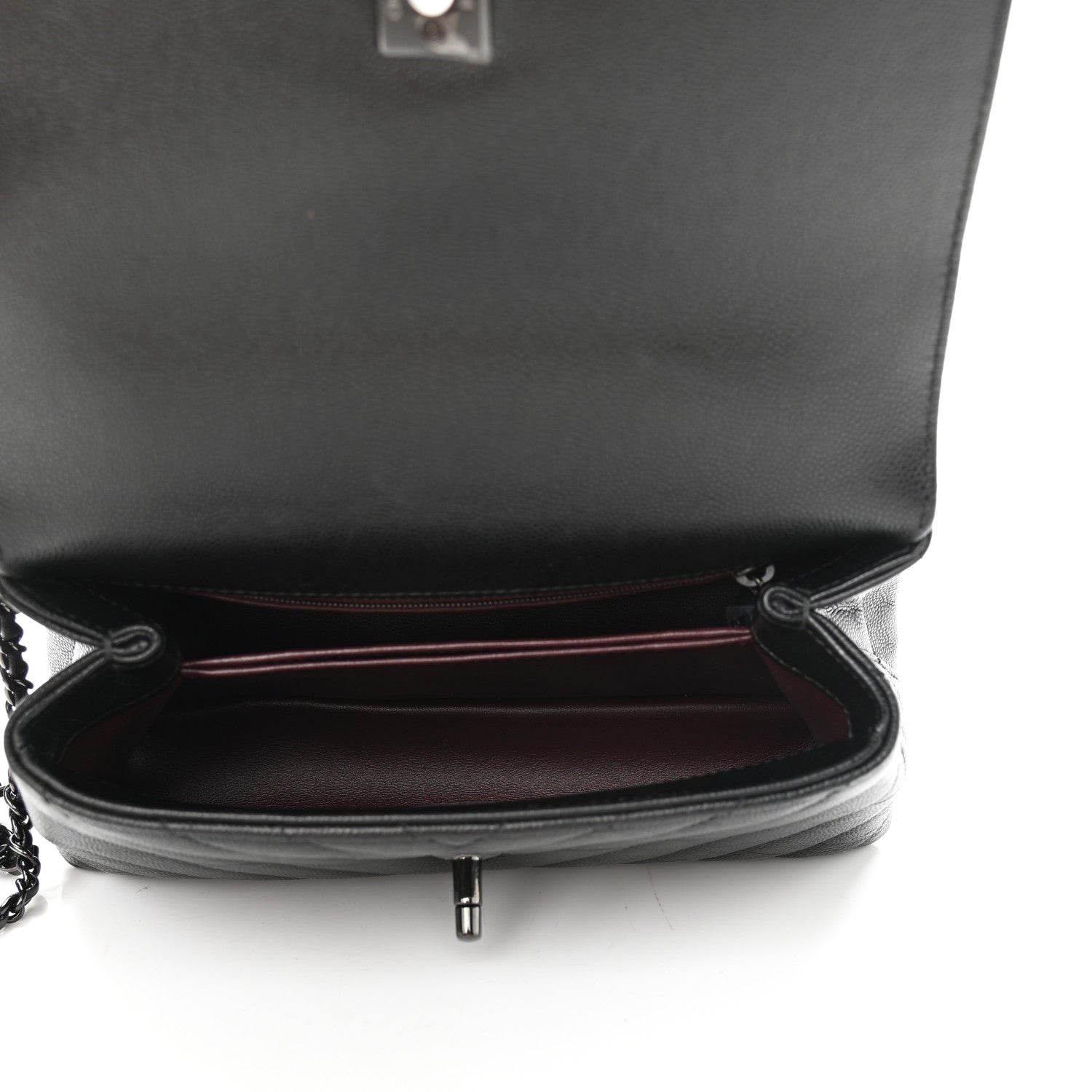 Chanel Caviar Chevron Quilted Mini Coco Handle Flap So Black 5 of 11