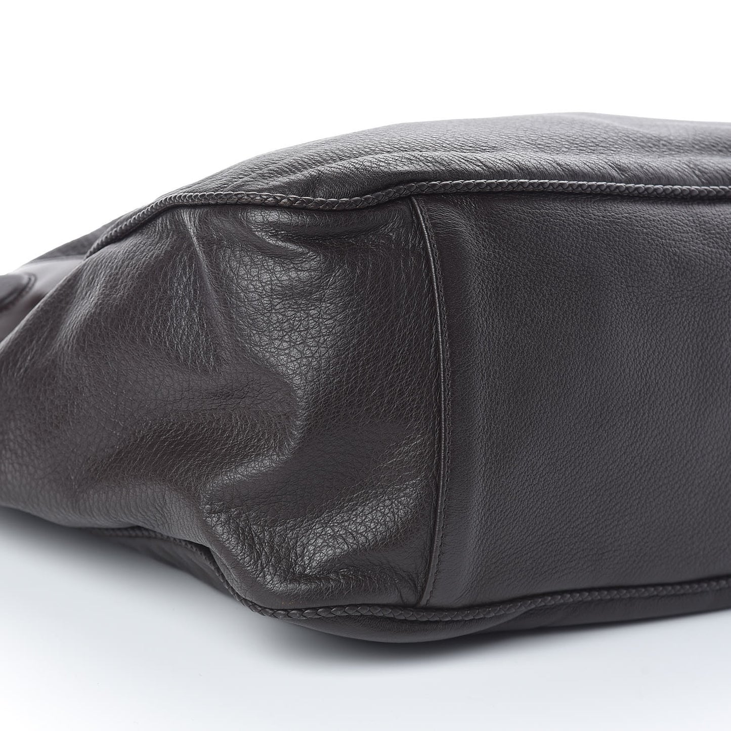 Deerskin Large Hip Bamboo Shoulder Bag Dark Cocoa
