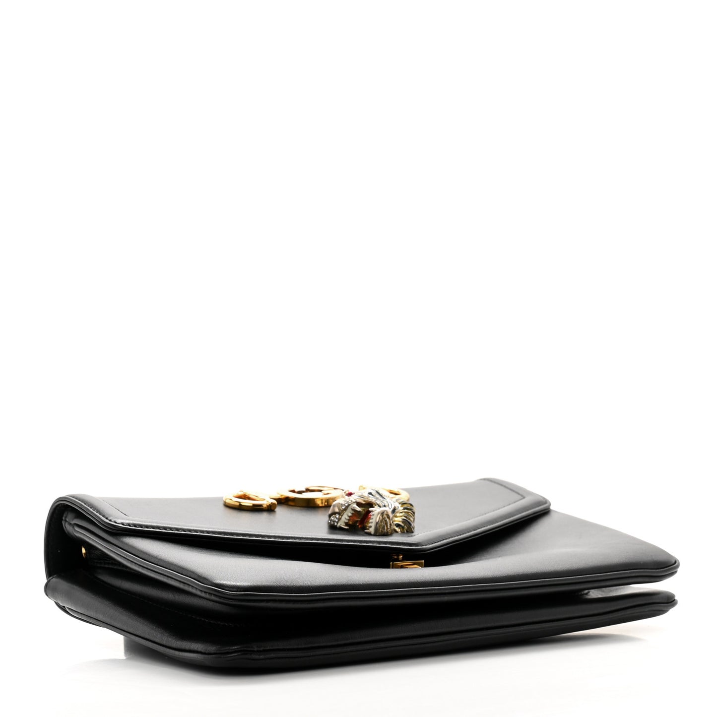 Vitello Palmellato Lux Crystal Medium Rajah Shoulder Bag Black