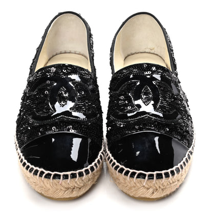 Chanel Patent Sequin CC Espadrilles 41 Black 5 of 13