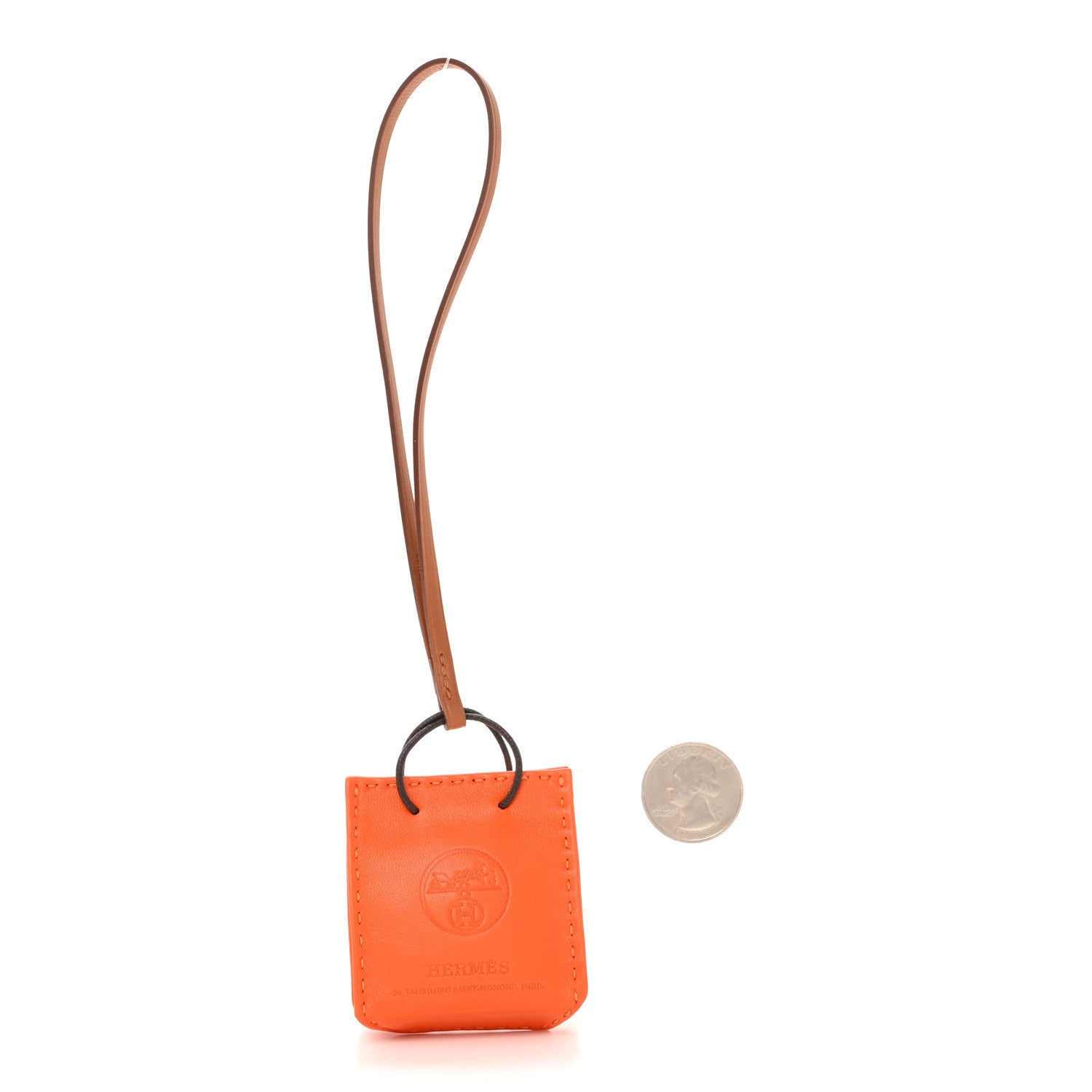 Hermes Milo Lambskin Swift Shopping Bag Charm Feu Gold 2 of 5