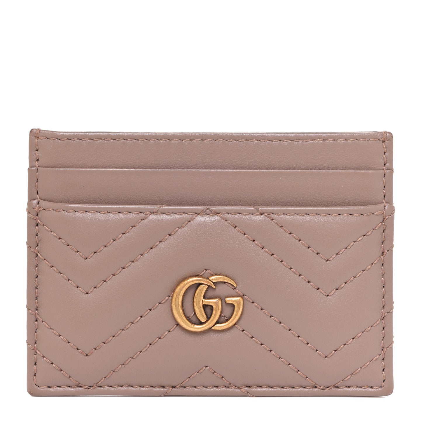 Calfskin Matelasse GG Marmont Card Holder Porcelain Rose