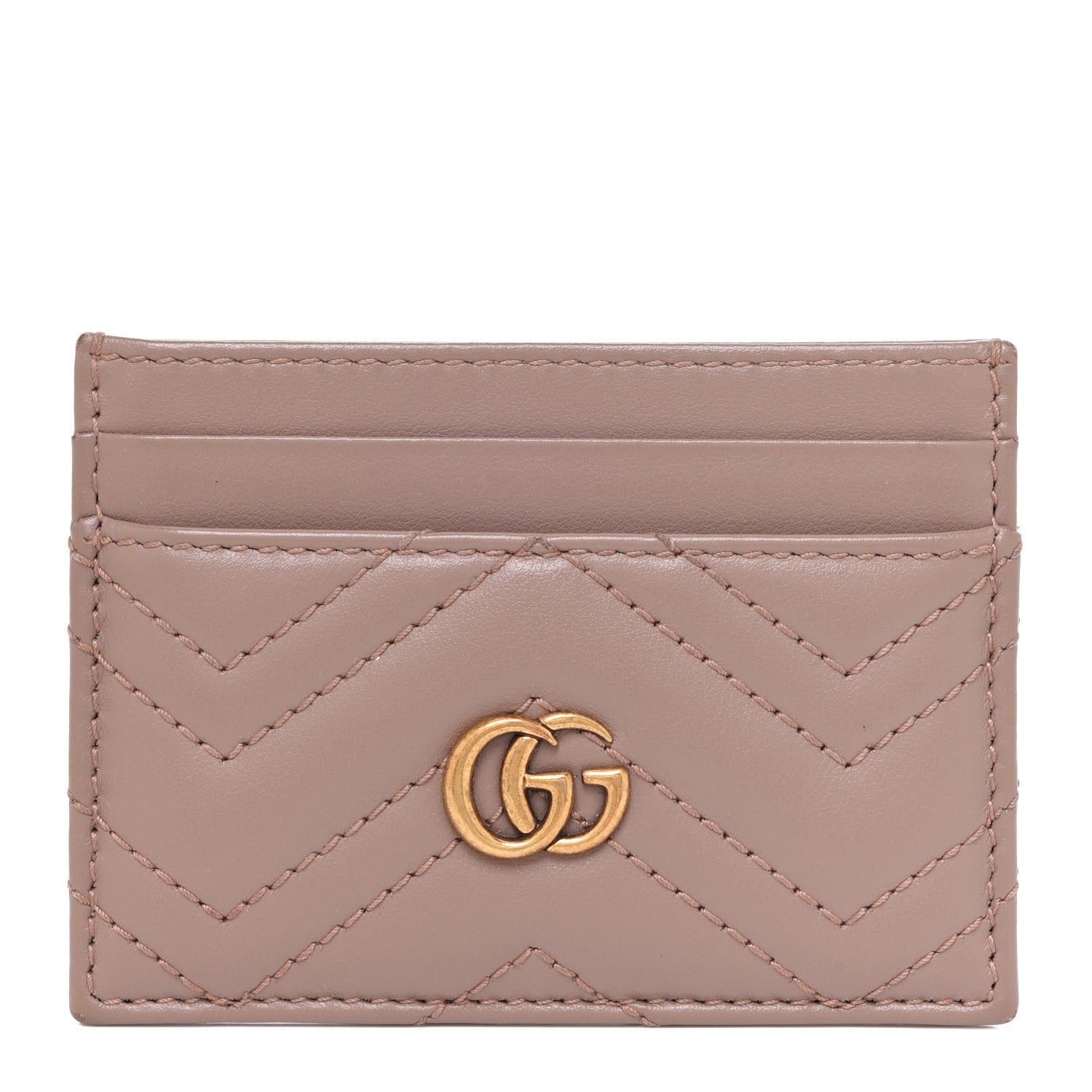 Gucci Calfskin Matelasse GG Marmont Card Holder Porcelain Rose 1 of 7