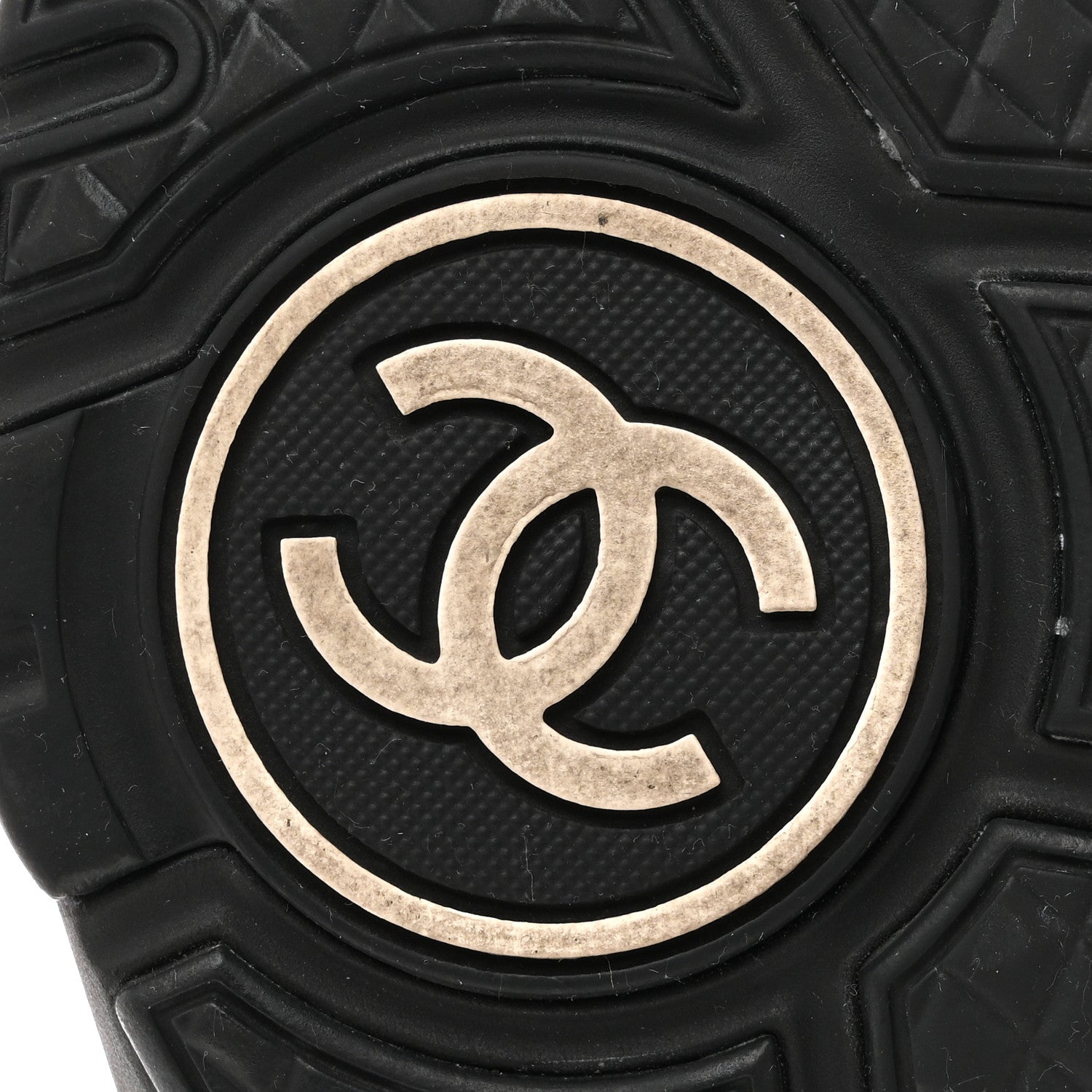 Chanel Satin Lambskin Fabric Tweed CC Sneakers 36.5 Gold Black