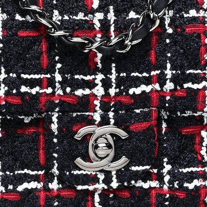Chanel Tweed Quilted Mini Rectangular Flap Navy Blue White Red 7 of 10