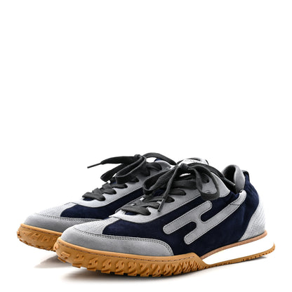 Hermes Suede Goatskin Jet Sneakers 38 Marine Gris Orage 4 of 9