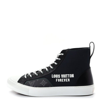 Louis Vuitton Canvas LV Forever Mens Tattoo Sneaker Boots 9.5 Black 1 of 10