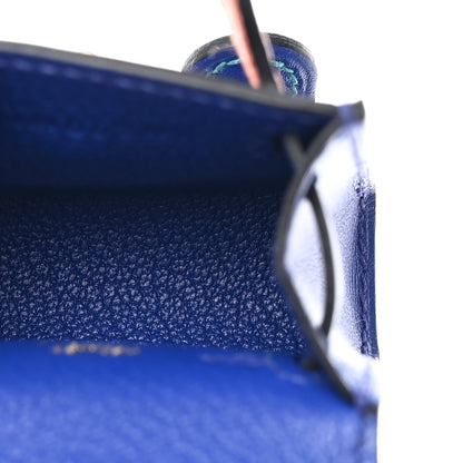 Hermes Tadelakt Chevre Mysore Kelly Quelle Idole Bag Charm Bleu Electrique Feu 5 of 6