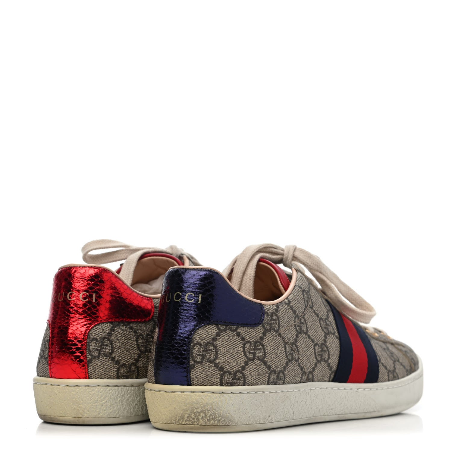 Gucci GG Supreme Monogram Ayers Web Womens Ace Sneakers 38 Beige 3 of 4