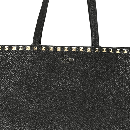 Valentino Garavani Grained Calfskin Small Rockstud Shoulder Tote Black 7 of 9