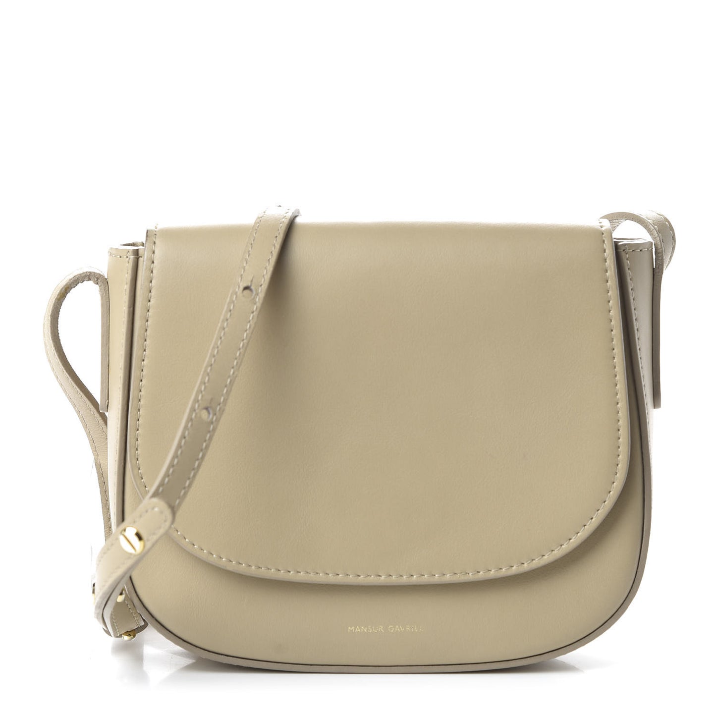 Calfskin Mini Flap Crossbody Bag Creme