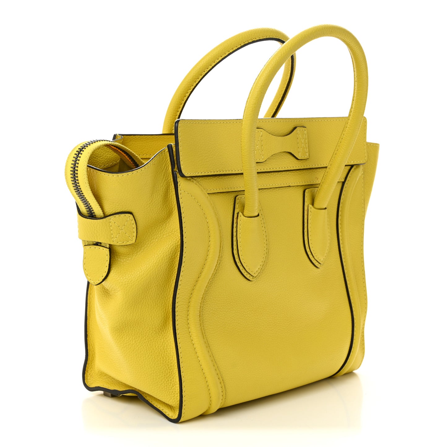 Drummed Calfskin Micro Luggage Citron