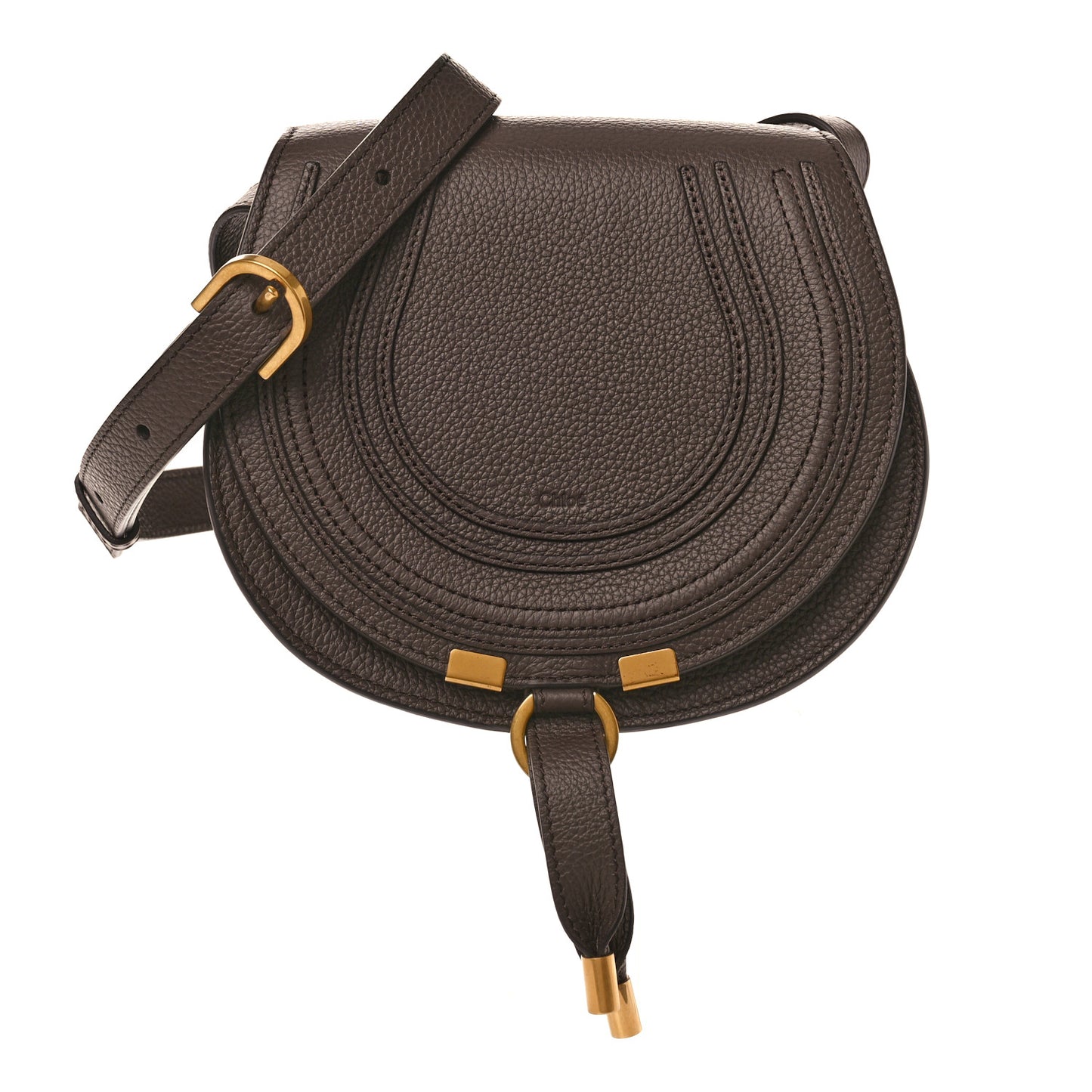 Grained Calfskin Small Marcie Saddle Bag Bold Brown